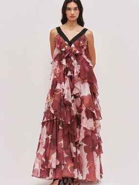Aje Athena Floral Ruffle Maxi Dress